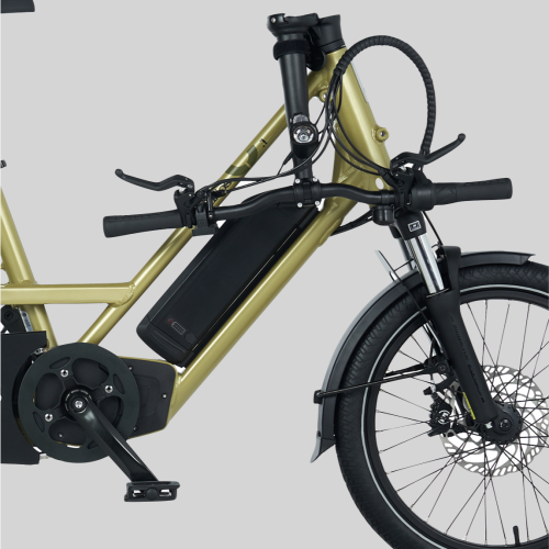 Anfaltbarer Lenker für kleinste Pack-maße und gute Transportierbarkeit.